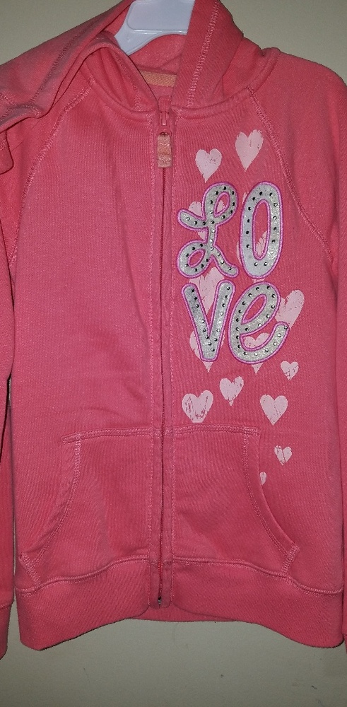 Girls zip up hooded sweatshirt. Size 7/8